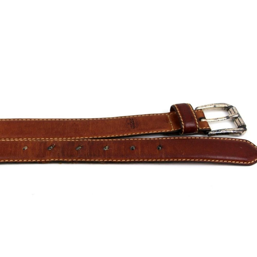 Fossil BROWN GENUINE LEATHER 1 1/8"Wd STITCH DRESS CASUAL MEN'S BELT 32/80 (X37 - Picture 15 of 16